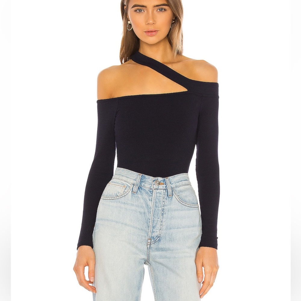 Never been worn navy bodysuit with cut out strap
